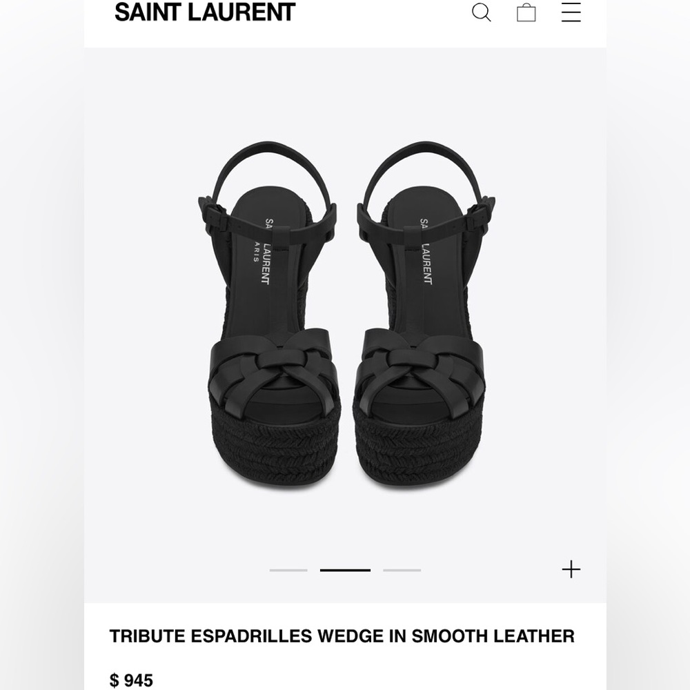 Authentic NWT Saint Laurent leather Tribute Platform Wedge Espadrilles